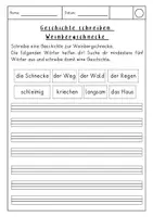 Vorschau - Arbeitsblätter - Reizwort Geschichte schreibenThema Weinbergschnecke - Seite 1
