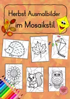 Vorschau - Mal- und Bastelvorlagen - Herbst-Ausmalbilder im Mosaikstil - Deckblatt