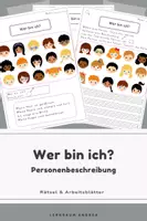 Vorschau - Stationenlernen - Personenbeschreibung - Haarfarben, Augenfarben, Hautfarben & Merkmale - differenziert, DaZ - Deckblatt