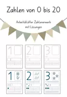 Vorschau - Arbeitsblätter - Zahlenerwerb 0 bis 20 | Arbeitsblätter Zahlen | Übersicht - Deckblatt