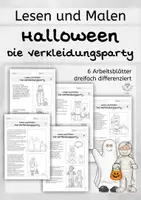 Vorschau - Stundenentwürfe - Lesen und Malen - Halloween - die Verkleidungsparty - Seite 1