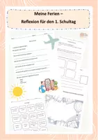 Vorschau - Arbeitsblätter - Meine Ferien - Reflexion für den 1. Schultag - Deckblatt