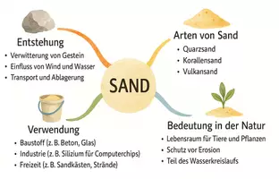 Vorschau - Arbeitsblätter - Lernplakat + AB mit Fragen zum Thema "Sand" + Lösungsblatt + Mindmap + Infografik - Seite 3