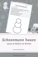 Vorschau - Stationenlernen - Schneemann gestalten – Leseverständnis & Details ergänzen - Deckblatt