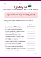 Vorschau - Arbeitsblätter - Vocabulary: Synonyms 5 (nouns) + answer key - Deckblatt