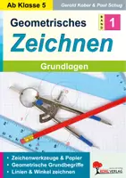 Vorschau - Arbeitsblätter - Geometrisches Zeichnen Grundlagen | Geodreieck, Zirkel, Winkel, Linien, parallele Linien, Konstruktion | Mathematik Klasse 5-6 Lösungen - Deckblatt