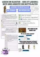 Vorschau - Arbeitsblätter - 🏰 Leben im Kloster – Kloster im Mittelalter mit Präsentation - Deckblatt