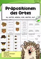 Vorschau - Arbeitsblätter - Präpositionen des Ortes – Legematerial, Klettmappe & Schreibübungen - Deckblatt