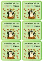 Vorschau - Mal- und Bastelvorlagen - Feriengruß Herbstferien - Pinguin Klasse - Seite 1