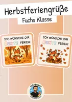 Vorschau - Mal- und Bastelvorlagen - Feriengruß Herbstferien - Fuchs Klasse - Deckblatt
