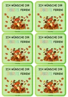 Vorschau - Mal- und Bastelvorlagen - Feriengruß Herbstferien - Fuchs Klasse - Seite 1