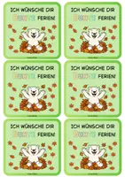 Vorschau - Mal- und Bastelvorlagen - Feriengruß Herbstferien - Eisbären Klasse - Seite 1