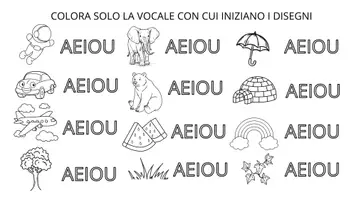 anteprima - Esercizi - CON QUALE VOCALE INIZIA L'IMMAGINE - Pagina di copertina