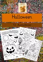 Vorschau - Mal- und Bastelvorlagen - Halloween Ausmalbild - auch weitere kostenlose Bilder - Deckblatt