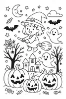 Vorschau - Mal- und Bastelvorlagen - Halloween Ausmalbild - auch weitere kostenlose Bilder - Seite 3