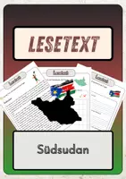 Vorschau - Arbeitsblätter - Leseverständnis (Leseverstehen) - Südsudan + Lösungen mit didaktischer Reserve und Wortspeicher - Deckblatt