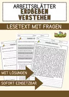 Vorschau - Arbeitsblätter - Erdbeben verstehen Arbeitsblätter mit Fragen + Lösungen Deutsch DaZ AB - Deckblatt