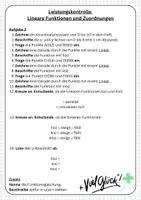 Vorschau - Klassenarbeiten - Leistungskontrolle lineare Funktionen und Dreisatz - Seite 1