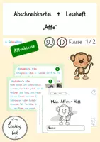 Vorschau - Arbeitsblätter - Affe | Abschreibkarten | Leseheft | Infokarten | Affenklasse - Deckblatt