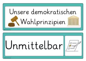 Vorschau - Präsentationen/Tafelbilder - Tafelmaterial demokratische Wahlprinzipien Klassensprecherwahl - Seite 1