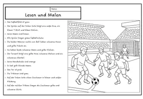Vorschau - Mal- und Bastelvorlagen - Lesen und Malen - Fußballspiel Ruhrgebietsderby - Seite 1