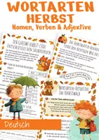 Vorschau - Arbeitsblätter - Wortarten Arbeitsblätter Herbst - Nomen, Verben, Adjektive Klasse 3 & 4 - Deckblatt