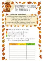 Vorschau - Arbeitsblätter - Wortarten Arbeitsblätter Herbst - Nomen, Verben, Adjektive Klasse 3 & 4 - Seite 1
