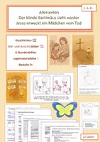 Vorschau - Arbeitsblätter - Allerseelen (Liebe und Hoffnung) & der blinde Bartimäus & die Erweckung eines Mädchens: Gott ist mit seinem Licht immer da = 6 Stundenbilder mit vielen Materialien - Deckblatt
