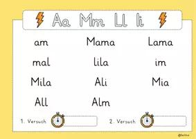 Vorschau - Präsentationen/Tafelbilder - Lesekartei: Blitzlesen neue Buchstaben (1./2. Klasse) Din A5 & digitale Tafel - Seite 3