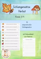 Vorschau - Arbeitsblätter - Materialpaket Schlangensätze Herbst und Halloween - Deckblatt