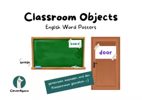 Vorschau - Mal- und Bastelvorlagen - Classroom Objects · English Word Posters - Seite 1