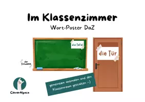 Vorschau - Mal- und Bastelvorlagen - Im Klassenzimmer · Wort-Poster | Deutschförderung A1 - Seite 1