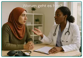Vorschau - Arbeitsblätter - A1 Bildbeschreibung DaF/DaZ – Besuch beim Arzt, Sek II, Erwachsenenbildung - Seite 3
