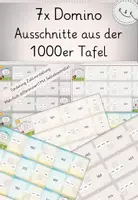 Vorschau - Spiele - Ausschnitte 1000er Tafel, 7x Domino, mehrfach differenziert! Förderung Zahlvorstellung, Orientierung im ZR bis 1000 - Deckblatt