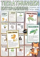 Vorschau - Spiele - 🐾 Tier Atmungen - 14 Übungen zum Entspannen / Atmen gegen Stress Atemübung - Deckblatt