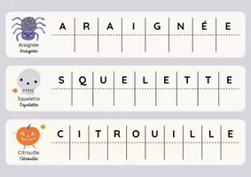 Aperçu - Feuilles d'exercices - Cartes d’Écriture Halloween Vocabulaire CP - Page de couverture