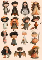 Vorschau - selbst erstellte Cliparts/Grafiken - Clipart-Pack: 15 Niedliche Halloween Kinder - Seite 2