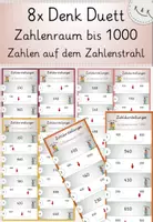 Vorschau - Spiele - Zahlenstrahl im ZR bis 1000, 8x Denk-Duett, Zahlenraumerweiterung, Förderung Zahlvorstellung - Deckblatt
