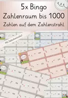 Vorschau - Stationenlernen - Zahlenstrahl bis 1000, 5x Domino, Zahlenraumerweiterung bis 1000, Förderung der Zahlvorstellung, mit Selbstkontrolle - Deckblatt