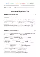 Vorschau - Test - Schreibung von das, dass - Tests / Hausaufgabenüberprüfungen (Materialpaket) - Deckblatt
