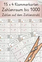 Vorschau - Spiele - Zahlenstrahl bis 1000, 15x4 Klammerkarten, Zahlenraumerweiterung, Förderung Zahlvorstellung - Deckblatt