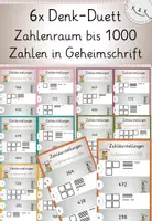 Vorschau - Stationenlernen - Zahlenraumerweiterung bis 1000, Geheimschrift, 6x Denk Duett, Förderung Zahlvorstellung - Deckblatt
