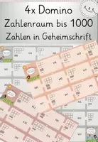 Vorschau - Stationenlernen - Zahlenraumerweiterung bis 1000, Geheimschrift! 4x Domino mit Selbstkontrolle, Förderung Zahlvorstellung - Deckblatt