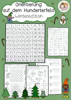 Vorschau - Arbeitsblätter - Orientierung im Hunderterfeld, Weihnachtsedition, Einführung Hunderterfeld / Hundertertafel, Zahlenraum bis 100 - Deckblatt