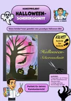 Vorschau - Stundenentwürfe - KUNST Schritt für Schritt: Halloween-Scherenschnitt Anleitung (inkl. 2 Vorlagen!) - Deckblatt