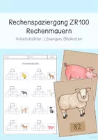 Vorschau - Arbeitsblätter - Rechenspaziergang Rechenmauern / Zahlenmauern ZR100 vierfach differenziert - Deckblatt
