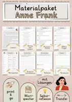 Vorschau - Arbeitsblätter - Anne Frank Arbeitsblätter mit Fragen + Lösungen Lesetext Wortspeicher didaktische Reserve - Deckblatt