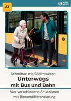Aperçu - Feuilles d'exercices - A1 Description d’image – Allemand langue étrangère (DaF/DaZ) – En déplacement en bus et en train - Page de couverture