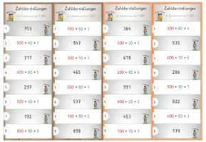 Vorschau - Stationenlernen - Materialpaket: Zahlenraum bis 1000, Zahlen stellengerecht zusammensetzen, Zahlenraumerweiterung, Bingos, Dominos, Klammerkarten, Denk Duette - Seite 3