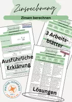 Vorschau - Arbeitsblätter - Zinsrechnung: Zinsen berechnen - Deckblatt